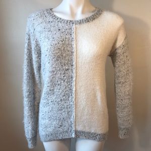 Joseph A. Sweater Long Sleeve Gray/White Crew Neck